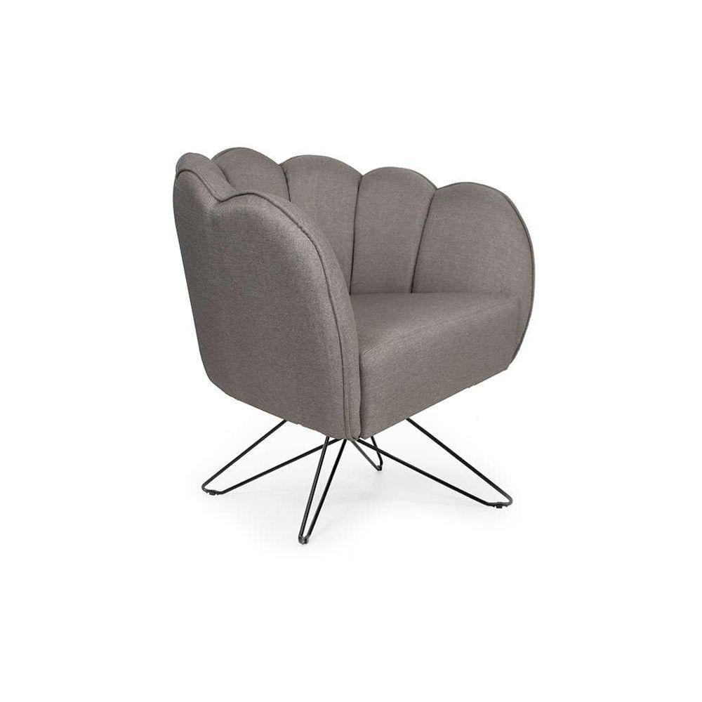 poltrona ariel base aço linho e preta