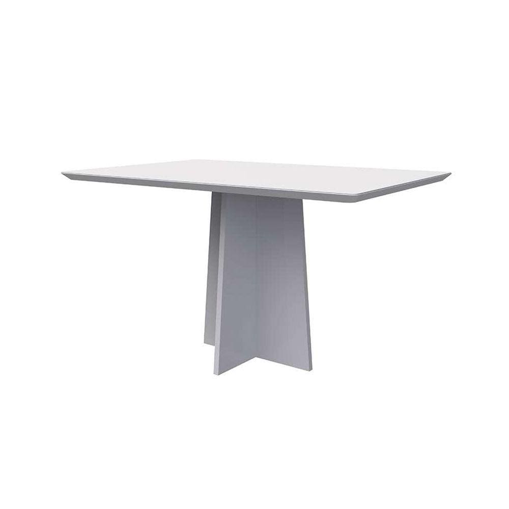 mesa de jantar retangular com tampo de vidro anitta off white 135 cm