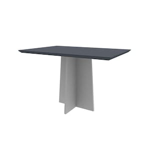 mesa de jantar retangular com tampo de vidro ana cinza e off white 120 cm
