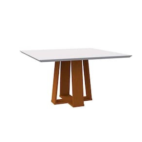 mesa de jantar quadrada com tampo de vidro valencia off white e ype 135 cm