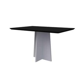 mesa de jantar retangular com tampo de vidro anitta preta e off white 135 cm