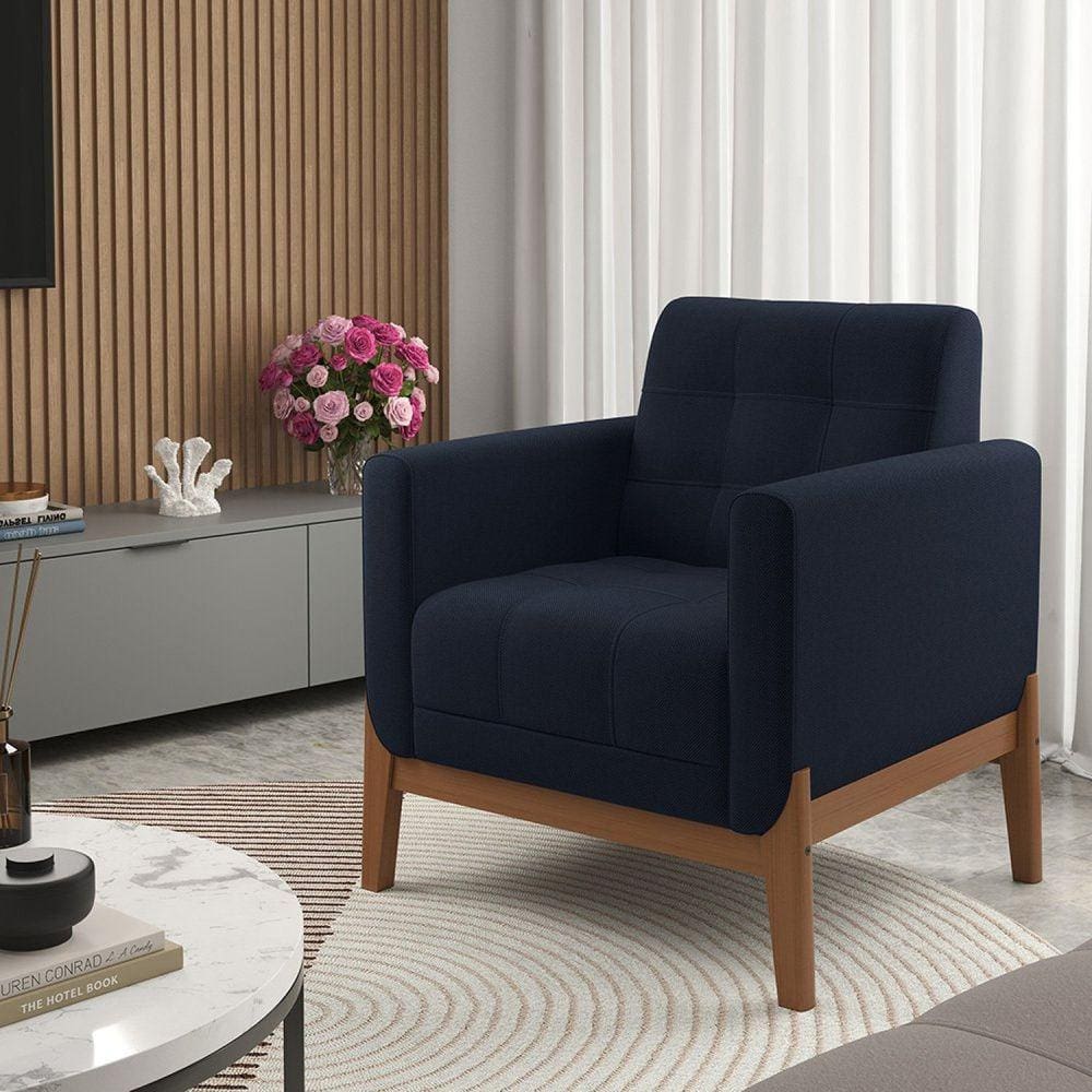 Poltrona em Linho 518 Brooks Azul Marinho