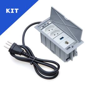 Kit Caixas Tomadas 4 Bl Basc 2 Tom 10A 1 USB Dados 1 Rj45 CZ