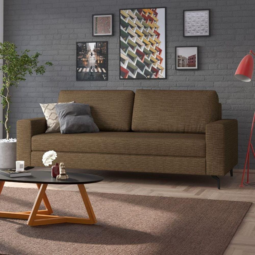 Sofá 3 Lugares 194cm Loft Marrom/Preto