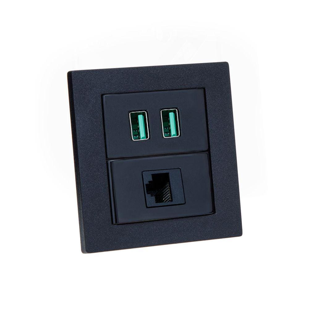 Espelho Duplo Reto 2 USB 4.9A 1 RJ-45