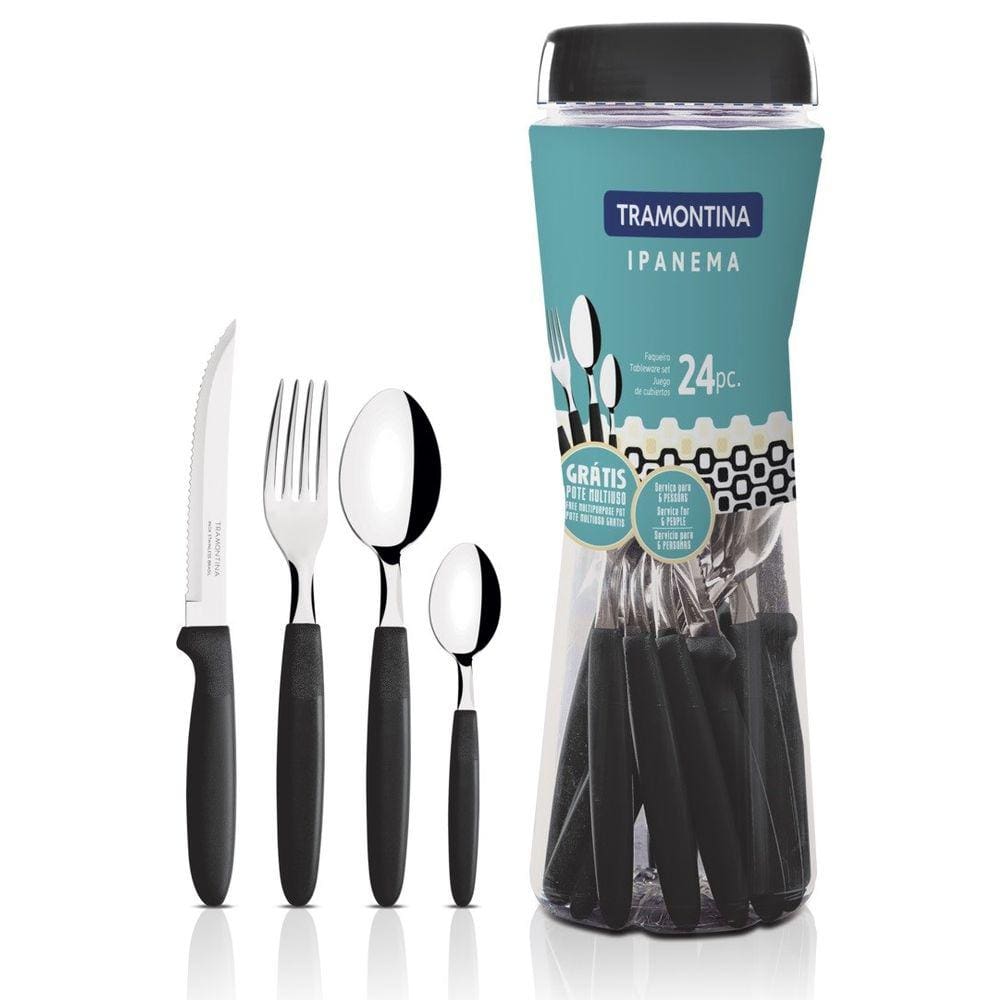 Faqueiro Ipanema 24 Peças Laminas Inox Preto