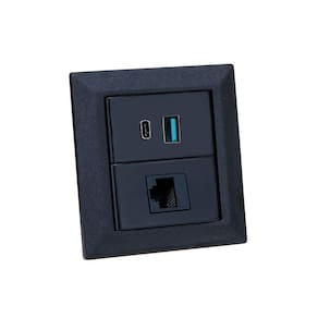 Espelho de Tomada Duplo Chanfrado 1 RJ-45 Cat5e 2Usb 9.0A Pr