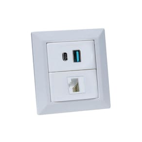 Espelho de Tomada Duplo Chanfrado 1 RJ-45 Cat5e 2Usb 9.0A Br