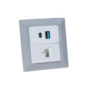 Espelho de Tomada Duplo Chanfrado 1 RJ-45 Cat5e 2Usb 9.0A Cz