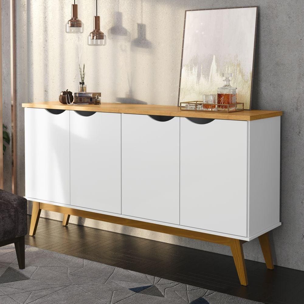 Buffet 4 Portas Prism Branco Acetinado/cinamomo - Patrimar