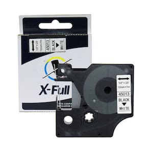 Fita Compatível Dymo D1 45013 Branca Letra Preta 12mm