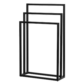 Toalheiro de Chão para Banheiro Luxe em Aço D09 Preto - Mpozenato