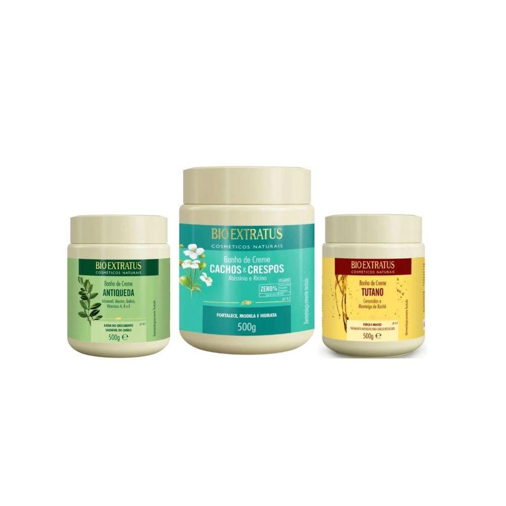 Kit Cronograma Bio Extratus Cachos e Crespos BC 500g+ Tutano BC 500g+ Jaborandi BC 500g