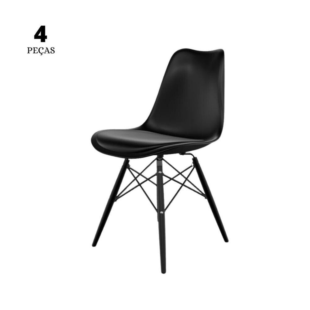 Conjunto Com 4 Cadeiras Saarinen Preta  Base Em Polipropileno