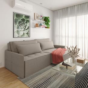 Sofá em Linho 200cm Boss Cinza/Marrom