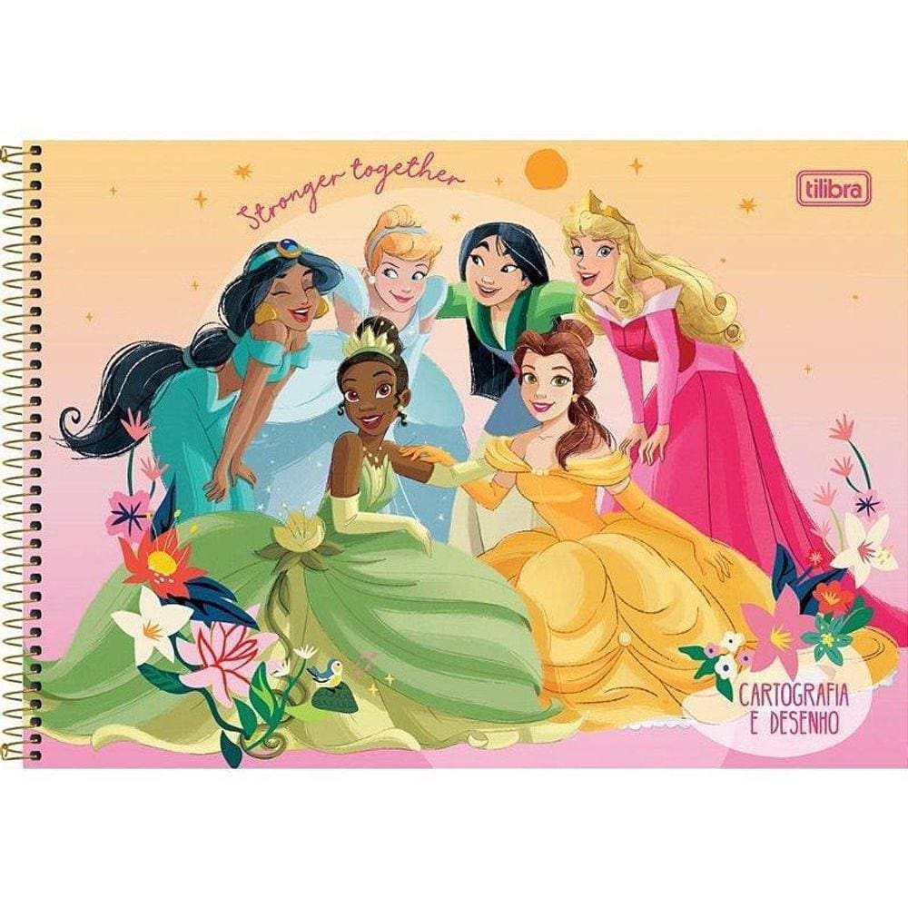 Caderno Desenho Univ Capa Dura Princesas 80Fls.