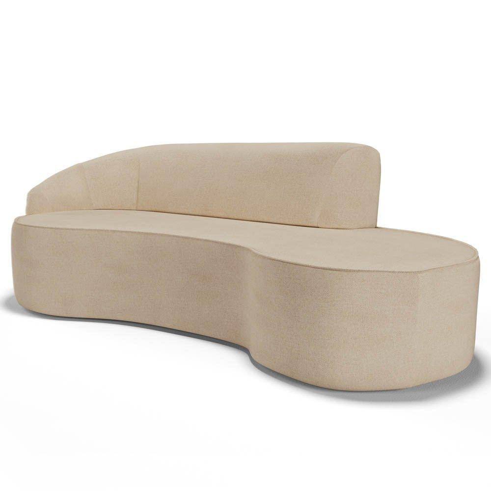 Sofá Living 4 Lugares 300cm Braço Esquerdo Mozart D06 Linho Bege Escuro - Mpozenato