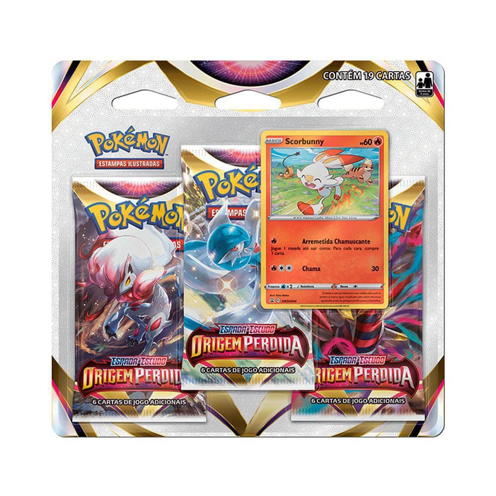 Kit de Cartas Pokémon Blister Triplo Estrelas Radiantes 3 Pacotes + 1 Carta  - Branco