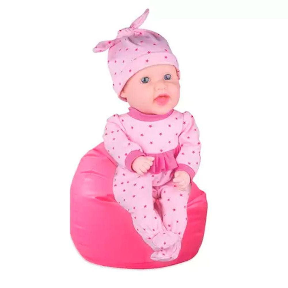 Boneca Com Tiarinha Dolls Collection Reborn Roupa Pink - SuperToys