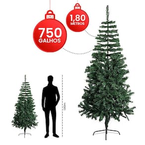 Árvore De Natal Pinheiro Luxo 1,80 Altura 750 Galhos