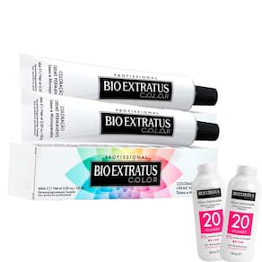 Kit 2 Tinturas Bio Extratus Color Louro Claro Acobreado 8.4 + 2 OX 20 Volumes 90ml