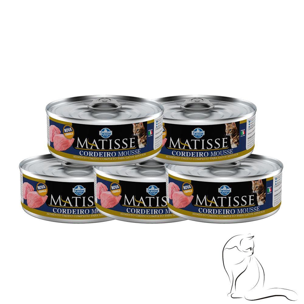 KIT 5 Ração úmida Matisse Gatos Cordeiro Mousse 85g