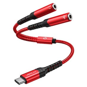 Adaptador de microfone USB C, JSAUX USB C a Dual 3.5mm Feminino Aux Headphone Jack Y Splitter Mic Adaptador de áudio, compatível com Samsung Galaxy S2