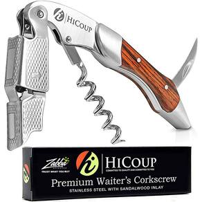 Garçons Saca-Rolhas da HiCoup - Aço Inoxidável Profissional com Sândalo Inlay All-in-one Corkscrew, Abridor de Garrafas e Cortador de Folha, o Abridor