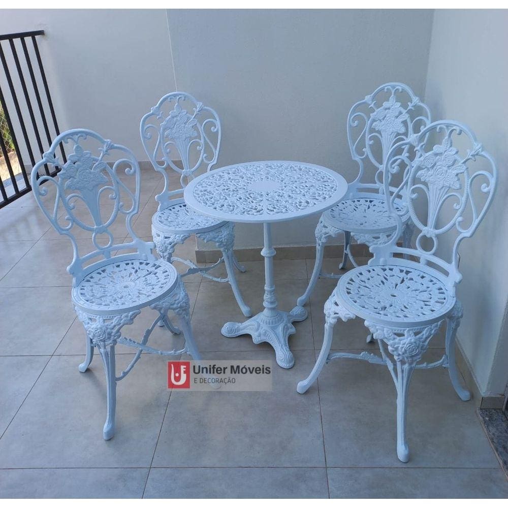 Conjunto de Mesa para Jardim Chinês Com Mesa Com Pé Central em Alumínio Fundido Unifer Móveis