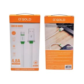 Cabo Flat USB para Tipo C 1 Metro 4.8A a`Gold