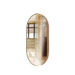 Espelho Parede Oval Moldura Couro Para Sala Quarto Banheiro