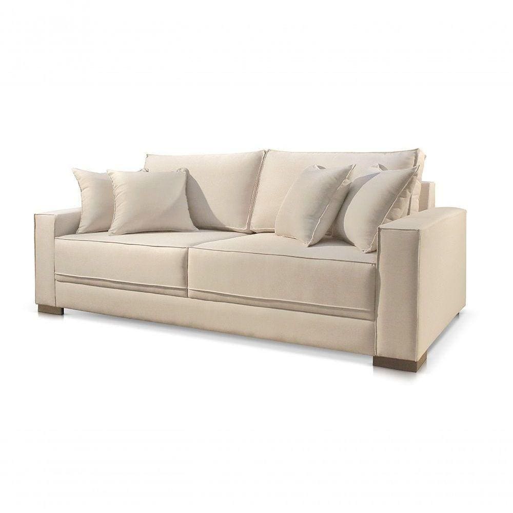 Sofá 3 Lugares Fixo Living Hotello Suede Bege Claro 2,00m