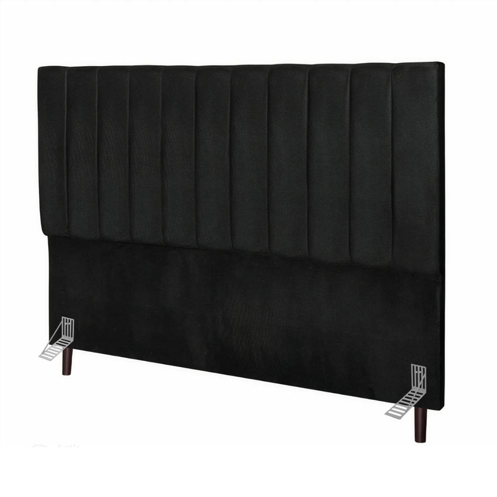 Cabeceira Cama Box Casal 140 cm Carla Suede Preto E Frame