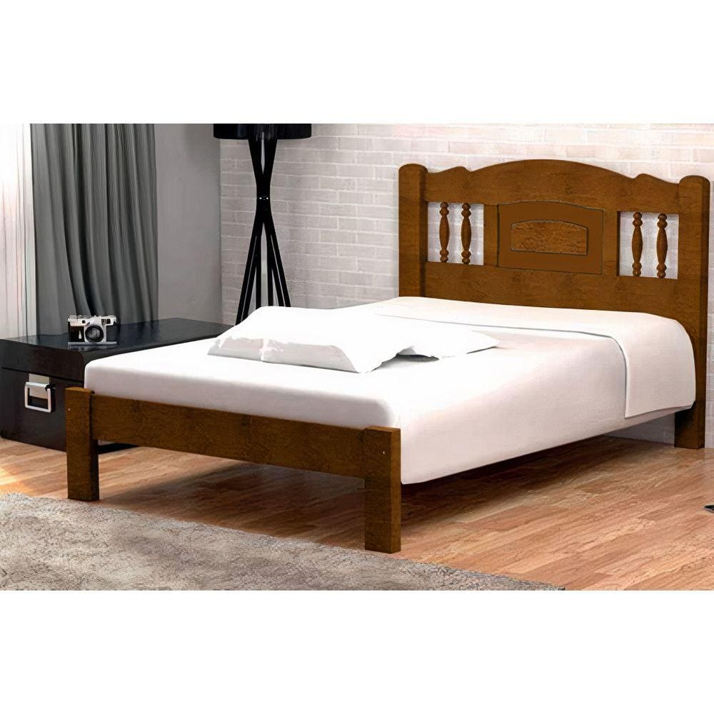 Cama Queen Size Bella de Madeira Maciça Angelim Pedra/Tauari