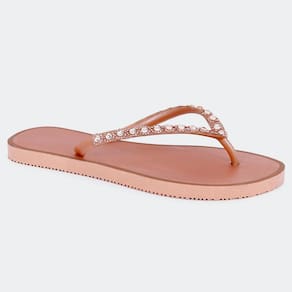 Chinelo Sandália de Dedo Pedraria Flor Brilho Strass Estilo