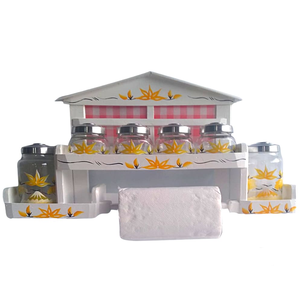 Dispenser para papel toalha com vidros para condimento tempero