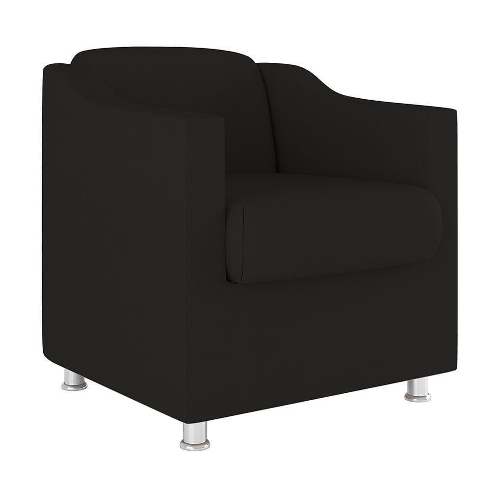 Cadeira Poltrona Decorativa Recepção Sala – Quarto Suede Cor:preto