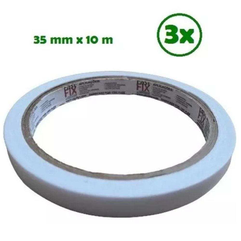 Fita Dupla Face FAST FIX 35MM X 10M (3 Rolos)