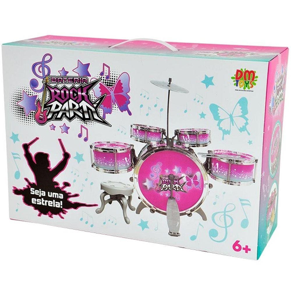 Bateria Infantil ROCK PARTY Rosa 51CM DM TOYS DMT6066