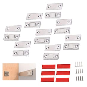 Ima Magnetico Inox 8 Peças Trava Fecha Armario Janela Gaveta Porta Multiuso Ultrafino Resistente Proteçao Segurança