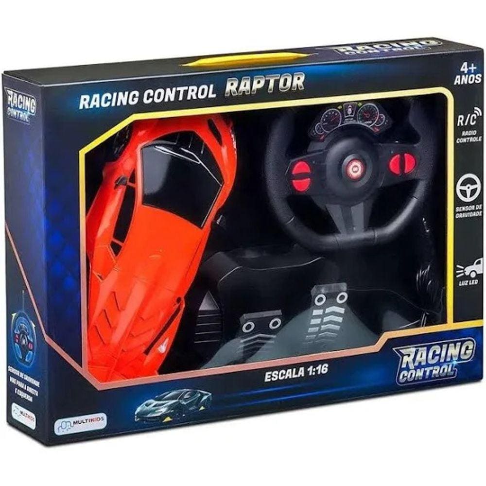 Carro Controle Remoto Racing Control Raptor Laranja Multikids