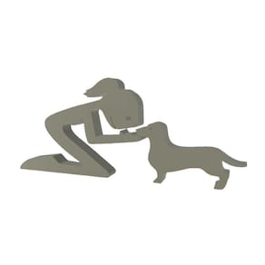 Menina E Salsicha Cachorro Pet Decoração 3D