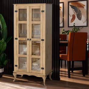 Cristaleira Antiga Madeira Maciça Com Portas Em Vidro Marrom Shop JM