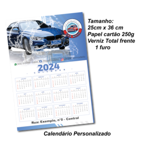 Calendário 2024, parede, personalizado - Diversos Tamanhos
