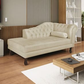 Diva Recamier Dora 140cm Lado Esquerdo Suede Bege