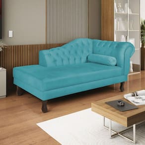 Diva Recamier Dora 185cm Lado Esquerdo Suede Azul Turquesa