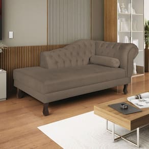 Diva Recamier Dora 140cm Lado Esquerdo Suede Marrom