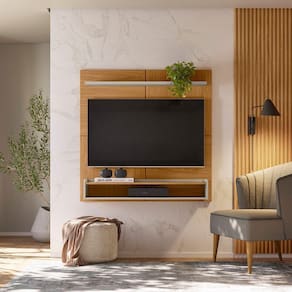 Painel para TV até 50 Polegadas com Prateleira Home Creta Marrom/Off White