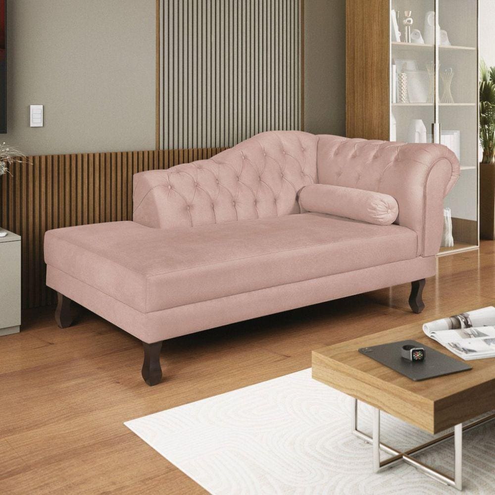 Diva Recamier Dora 130cm Lado Esquerdo Suede Rose