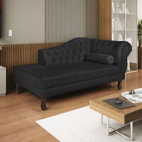 Diva Recamier Dora 130cm Lado Esquerdo Suede Preto